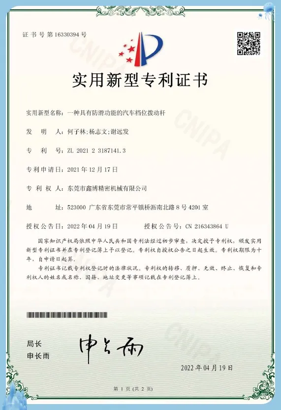 Patent Certificate 6